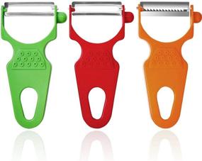 img 4 attached to 🔪 LHS Peeler Set of 3 - Stainless Steel Julienne Vegetable Shredder Slicer for Cabbage, Potato, Apple, Carrot - Multifunctional Veggie and Fruit Peeler