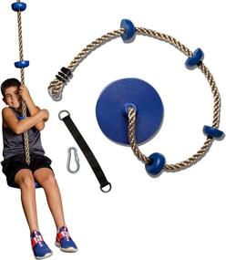 img 4 attached to 🌳 Climbing Rope Tree Swing with Platforms and Disc Swings Seat: Perfect Outdoor Playground Swingset for Kids - Includes Carabiner and Tree Strap