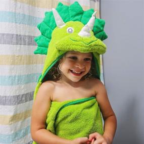 img 3 attached to 🦖 Little Tinkers World Premium Dinosaur Hooded Towel for Kids - Extra Large, Ultra Soft 100% Cotton Bath Towel with Hood for Boys & Girls