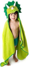 img 2 attached to 🦖 Little Tinkers World Premium Dinosaur Hooded Towel for Kids - Extra Large, Ultra Soft 100% Cotton Bath Towel with Hood for Boys & Girls