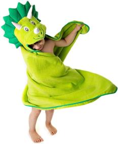 img 4 attached to 🦖 Little Tinkers World Premium Dinosaur Hooded Towel for Kids - Extra Large, Ultra Soft 100% Cotton Bath Towel with Hood for Boys & Girls