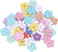 🌸 fenical 2cm colorful flower wooden buttons with 2 holes for sweater buckles, sewing craft, scrapbooking, and diy projects - pack of 50 (random colors) logo