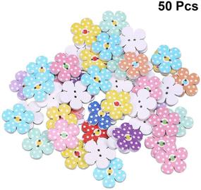 img 3 attached to 🌸 FENICAL 2cm Colorful Flower Wooden Buttons with 2 Holes for Sweater Buckles, Sewing Craft, Scrapbooking, and DIY Projects - Pack of 50 (Random Colors)