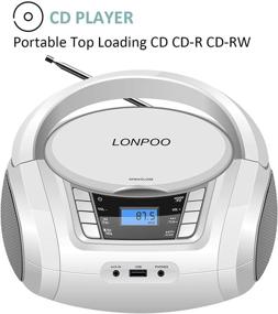 img 1 attached to 📻 White Portable Boombox with Color Lights, CD Player Top Loading CD Boombox with Bluetooth FM Stereo Radio, Home Audio with USB/Headphone Jack