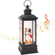 christmas snowman lantern snow globe: musical lighted xmas decoration for kids & adults - usb/battery operated with spinning water glitter logo