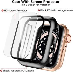 img 3 attached to Набор чехла и защитного экрана GEAK 38 мм для Apple Watch, полностью закрывающийся жесткий бампер из ПК для iWatch SE Series 3/2/1, включает 4 штуки в черном, прозрачном, разноцветном и розово-розовом цветах - совместим с женщинами и мужчинами.