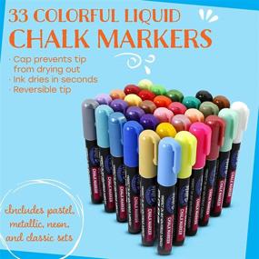 img 3 attached to 🎨 MMFB Arts & Crafts Chalk Markers - Erasable Paint Pens with Chalkboard Labels - Neon, Metallic & Pastel Colors