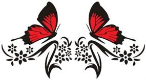 img 4 attached to 🦋 Women's Practisol Car Decals - Set of Butterfly and Flower Stickers; Vinyl Graphics for Car/SUV Side Hood; Universal Scratch-Resistant Hidden Car Sticker (Black)