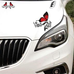 img 1 attached to 🦋 Women's Practisol Car Decals - Set of Butterfly and Flower Stickers; Vinyl Graphics for Car/SUV Side Hood; Universal Scratch-Resistant Hidden Car Sticker (Black)