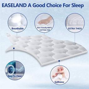img 3 attached to 🛏️ EASELAND Queen Size Mattress Pad Pillow Top Mattress Cover - Quilted Fitted Mattress Protector with Extra Thickness - Cotton Top - Deep Pocket Mattress Topper (60x80 Inches)