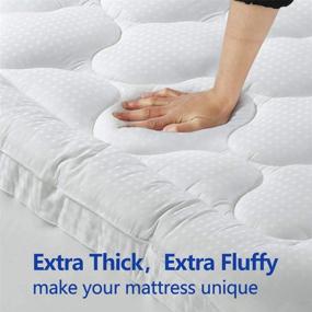 img 1 attached to 🛏️ EASELAND Queen Size Mattress Pad Pillow Top Mattress Cover - Quilted Fitted Mattress Protector with Extra Thickness - Cotton Top - Deep Pocket Mattress Topper (60x80 Inches)