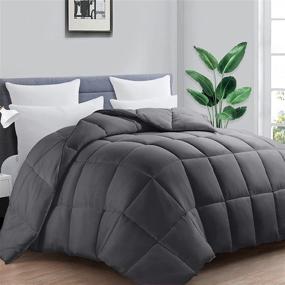 img 4 attached to Dreambetter All Season Queen Size Down Alternative Comforter: Quilted Cooling Duvet Insert with Corner Tabs, Machine Washable, Reversible for Winter and Summer, Dark Grey - 88×88 inches