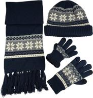 ❄️ n'ice caps boys bulky cable knit hat scarf gloves 3pc set with snowflake design logo