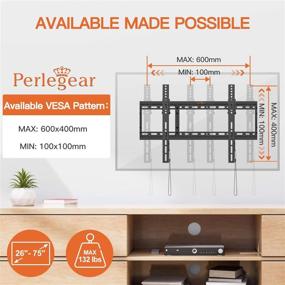 img 2 attached to Perlegear Tilt TV Wall Mount Bracket: Low Profile for 26-75 Inch LED LCD OLED TVs, Supports 132lbs, VESA 600x400mm