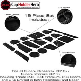 img 2 attached to 🚗 CupHolderHero Accessories Set for Subaru Crosstrek 2018-2022 and Impreza 2017-2022: Non-Slip Cup Holder Inserts, Center Console Liner Mats, Door Pocket - 19-pc Solid Black Pack