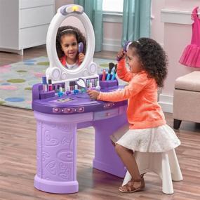 img 3 attached to Step2 Pretty &amp; Posh Vanity for Kids, Pretend Play Vanity Set with Stool, Purple
