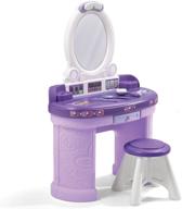 step2 pretty &amp; posh vanity for kids, pretend play vanity set with stool, purple logo