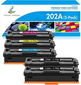 img 4 attached to SEO Enhanced 5-Pack TRUE IMAGE Compatible Toner Cartridge Set for HP 202A CF500A 202X Printer - M281fdw M281cdw M254dw M281fdn M254dn M254nw M281 M254 (Black Cyan Yellow Magenta)