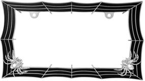 img 1 attached to 🕷️ High-Quality Chrome and Black Spider Web Style License Plate Frame with 2 Holes - GG Grand General 60468