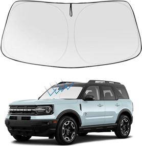 img 4 attached to 🌞 Складной солнцезащитный экран - Аксессуары Custom Fit 2021 Ford Bronco Sport - Улучшенная солнцезащитная шторка для переднего лобового стекла.