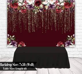 img 3 attached to 🌺 Funnytree 7x5ft Burgundy Red Flowers Backdrop: Golden Glitter Floral Theme for Memorable Birthday Parties, Bridal Showers, Weddings, and More!