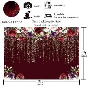 img 1 attached to 🌺 Funnytree 7x5ft Burgundy Red Flowers Backdrop: Golden Glitter Floral Theme for Memorable Birthday Parties, Bridal Showers, Weddings, and More!