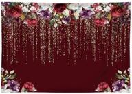 🌺 funnytree 7x5ft burgundy red flowers backdrop: golden glitter floral theme for memorable birthday parties, bridal showers, weddings, and more! logo