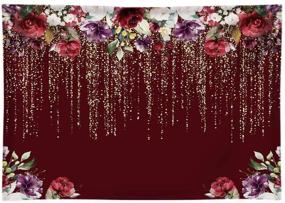 img 4 attached to 🌺 Funnytree 7x5ft Burgundy Red Flowers Backdrop: Golden Glitter Floral Theme for Memorable Birthday Parties, Bridal Showers, Weddings, and More!