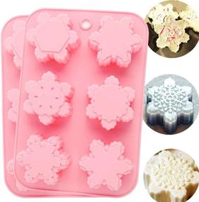 img 4 attached to 🧊 CHICHIC 2-Pack Snowflake Silicone Soap Molds for Handmade Soaps, Baking, Cake, Biscuit, Chocolate, Ice Cube, Craft, Pudding & Jello - 6 Cavity DIY Mold
