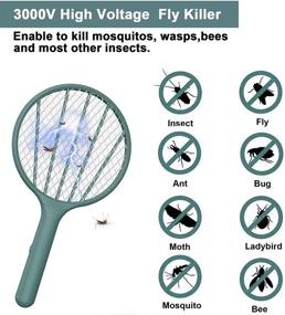 img 3 attached to Electric Bug Zapper Racket 3000volt - Handheld Mosquito Fly Killer, Indoor & Outdoor Pest Control (Blackish Green)