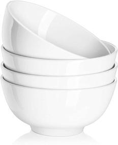 img 4 attached to 🍲 DOWAN Ceramic Soup Bowls Set of 4 – Chip Resistant, Dishwasher & Microwave Safe, White Porcelain Bowls for Cereal, Soup, Rice, Pasta, Salad, Oatmeal