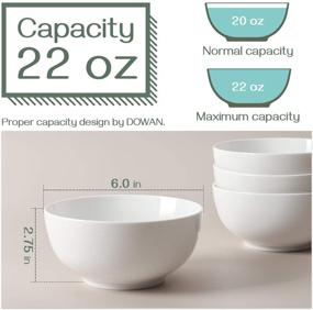 img 2 attached to 🍲 DOWAN Ceramic Soup Bowls Set of 4 – Chip Resistant, Dishwasher & Microwave Safe, White Porcelain Bowls for Cereal, Soup, Rice, Pasta, Salad, Oatmeal