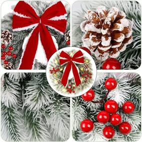 img 2 attached to 🎄 2 Pack Twinkle Star Lighted Christmas Wreaths, 13 Inch Pre-lit Small Xmas Wreath with Large Red Bow, LED Pine Needle Wreath for Front Door Holiday Wall Christmas Party Decorations