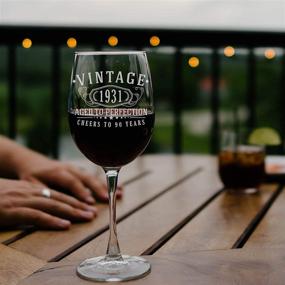 img 2 attached to 🍷 1931 Vintage Etched 16oz Stemmed Wine Glass - Celebrating 90th Birthday Milestone - Perfect Gift for 90 Years Old