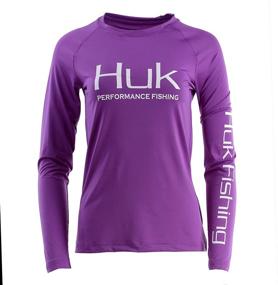 img 2 attached to Huk Women's Pursuit Performance Shirt with Sun Protection, Dahlia, Size Medium