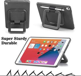 img 1 attached to 📱 LovRug iPad 10.2 Inch Case 2021/2020/2019 with Pencil Holder - Gray: 360° Rotating Multi-Functional Stand, Shockproof Protection