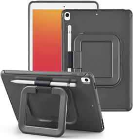 img 4 attached to 📱 LovRug iPad 10.2 Inch Case 2021/2020/2019 with Pencil Holder - Gray: 360° Rotating Multi-Functional Stand, Shockproof Protection