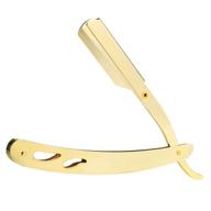 🪒 folding straight razor anself stainless steel straight edge barber shaving razor single edge (golden) - bladeless logo