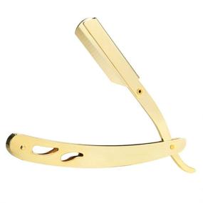 img 3 attached to 🪒 Folding Straight Razor Anself Stainless Steel Straight Edge Barber Shaving Razor Single Edge (Golden) - Bladeless