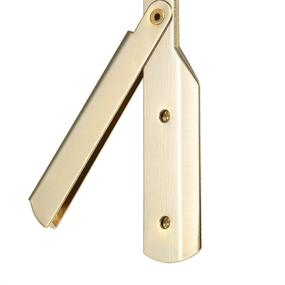 img 1 attached to 🪒 Folding Straight Razor Anself Stainless Steel Straight Edge Barber Shaving Razor Single Edge (Golden) - Bladeless