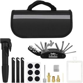 img 4 attached to WOTOW Bike Tire Repair Tool Kit for Road and Mountain Bikes - Including Mini Bicycle Pump, 16-in-1 Multi Tool, Tyre Levers, Glueless Tube Patches, and Portable Frame Bag Accessories