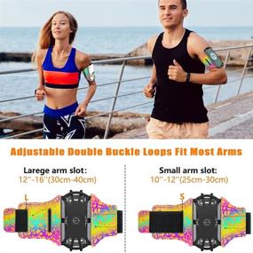 img 1 attached to 🏃 360°Rotatable Running Armband for iPhone 12 Pro, 11 Pro Max, X, XR, XS, 8, 7, 6, 6s Plus, Galaxy S20, S10, S9 Plus, Note 20/10/9/8 - Key Holder Phone Armband for Hiking, Biking - Reflective Colorful & Orange