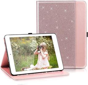 img 4 attached to ULAK Чехол для iPad Mini 2/3/Retina - Премиальный чехол из искусственной кожи с многоугольным просмотром, умным подставкой, функцией автоматического включения/выключения экрана, розовое золото.