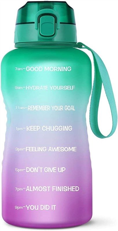 Luckea Large Half Gallon 64OZ Motivational Water Bottle with Straw 