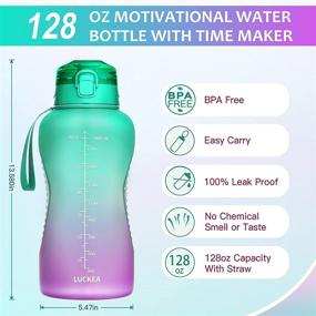 img 1 attached to 🏞️ Luckea 1 Gallon Water Bottle: Straw & Motivational Tritan BPA Free Jug for Fitness, Camping & Outdoor Activities