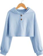 👕 meilidress kids girl's hooded crop tops: cute fashion long sleeve pullover sweatshirts with button details logo