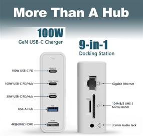 img 1 attached to 💻 ADG 9-in-1 GaN Charger USB-C Docking Station: Power, Efficiency & Connectivity for MacBook/Pro/Air, Surface/Pro & Laptops - 100W, QC 3.0 PD, 4 USB, 4K HDMI, Ethernet, Micro SD/SD, Audio & Mic