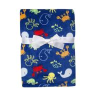 ultra soft baby boys blanket: 🐋 plush velboa, 30 x 40, sea creatures logo