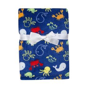 img 1 attached to Ultra Soft Baby Boys Blanket: 🐋 Plush Velboa, 30 x 40, Sea Creatures