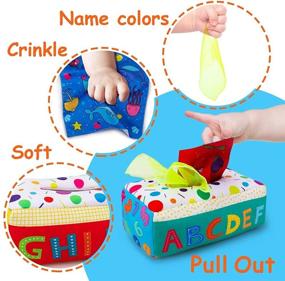 img 2 attached to teytoy My First Baby Tissue Box: High Contrast Crinkle Sensory Toys for Toddlers & Infants - Educational Montessori Stuffed Square Scarves for Learning & Play